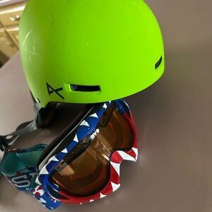 SPY Multicolor Goggles with Neon Green Helmet